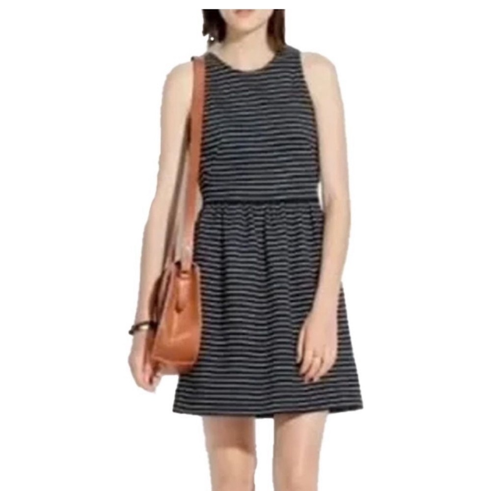 Madewell Black Pierside Dress in Pinstripe Size Medium